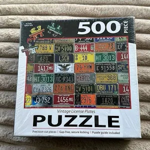 Jigsaw 500 Piece "Vintage License Plates" (unopened)